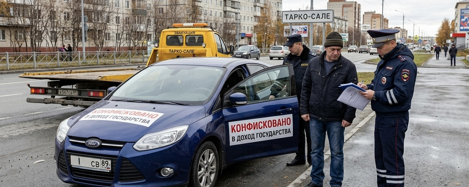 В Тарко-Сале автомобиль нарушителя «Форд Фокус» был конфискован за повторную пьяную езду. 